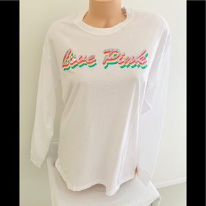 NWT VS PINK LONG SLEEVE SHIRT RAINBOW  BLING  M
